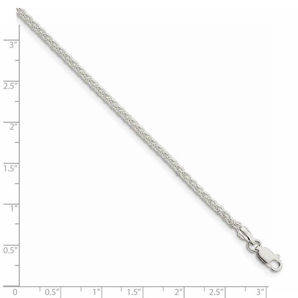 2.5mm Sterling Silver, Round Solid Spiga Chain Necklace, 16 Inch - Picture 5 of 8